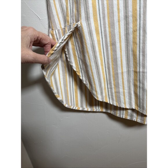 Robert Louis Linen Blend Shirt Dress Yellow Tan Stripes Women's Size 3X - Picture 5 of 11